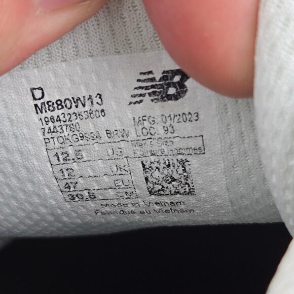 New Balance Mens 12.5D Fresh Foam X 880v13 White Gray Gym Athletic Running Shoe - Picture 12 of 12